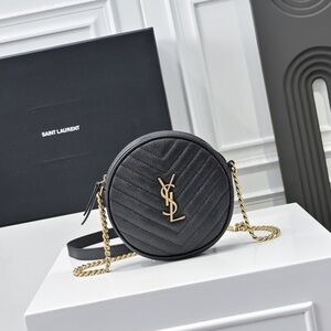Saint Laurent Quilted Black Crossbody Bag with Gold Chain